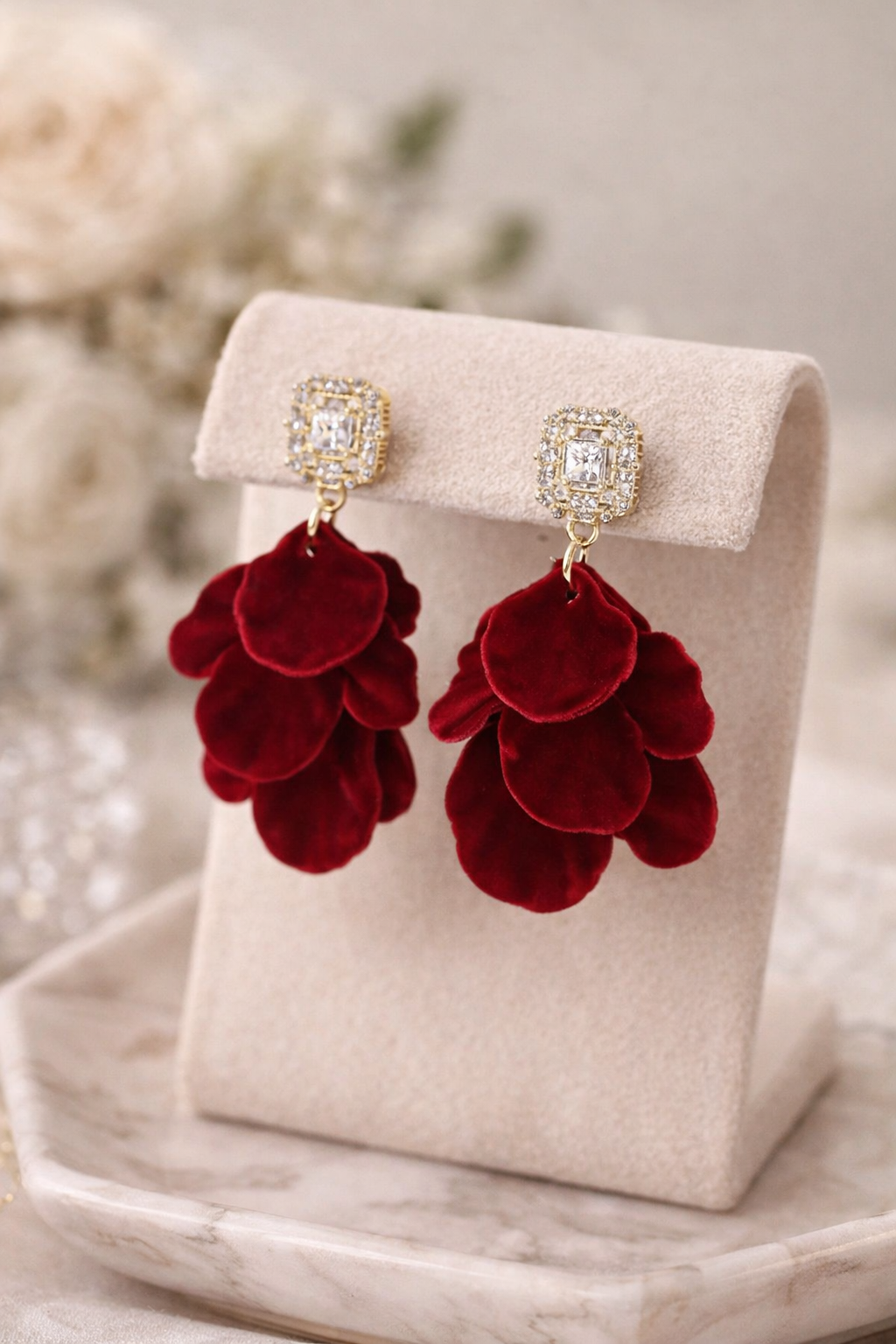 RED FLOWER EARRING
