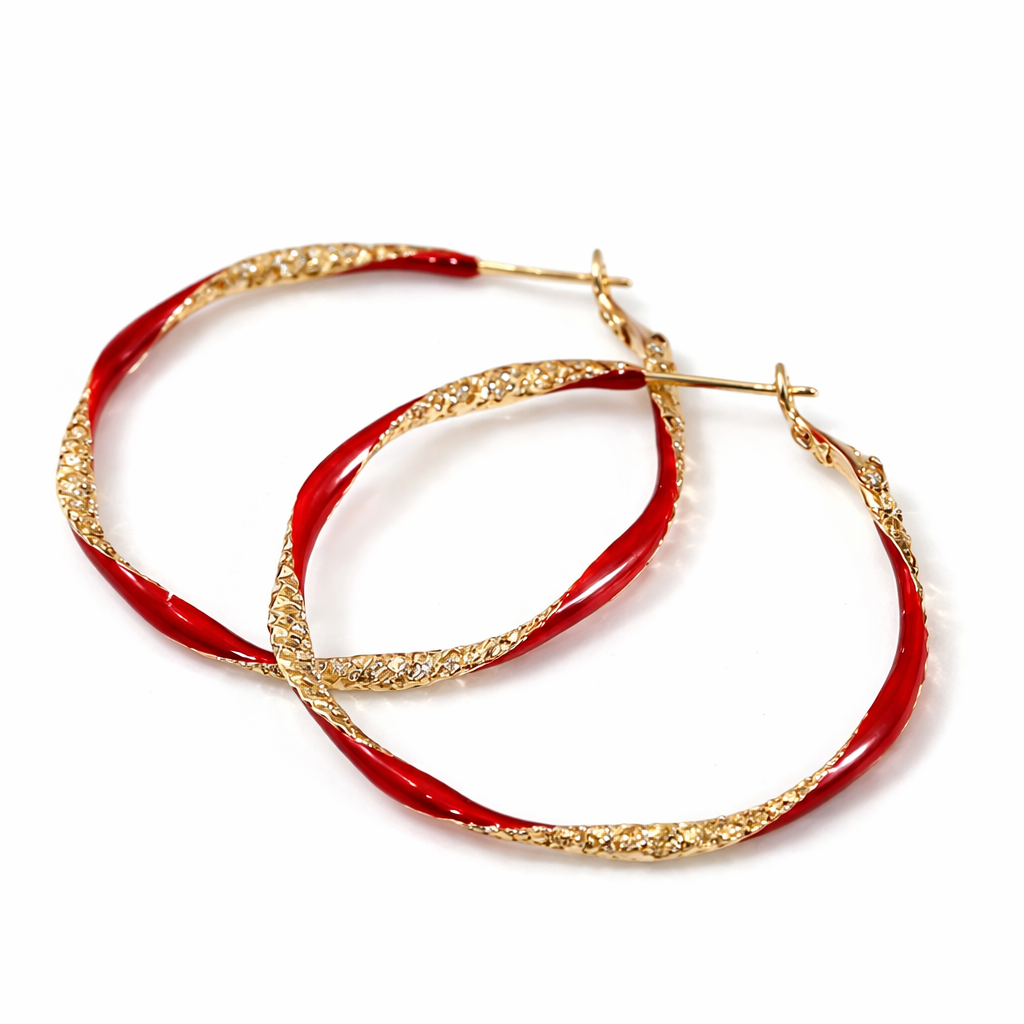 RED HOOP EARRING