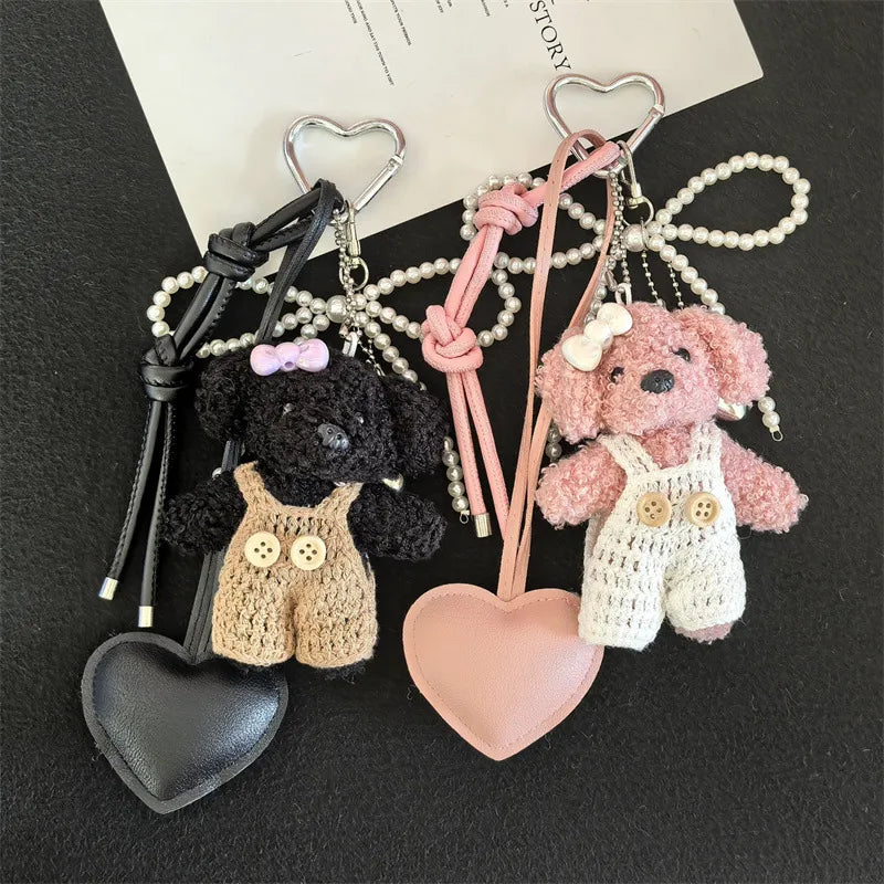 1 Piece Cartoon Cute Bear Heart Shape Pu Leather Plush Bag Pendant Keychain