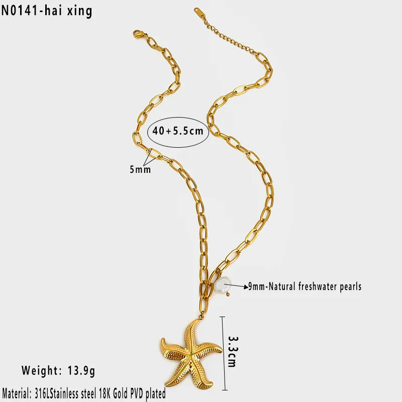 Starfish Pearl Necklace / N0141
