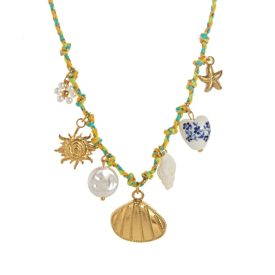 Shell Green Rope Necklace