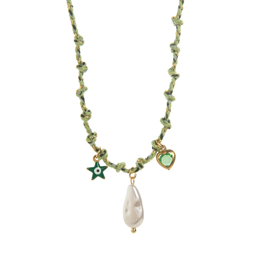 Pearl Green Rope Necklace
