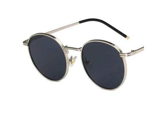 silver frame, dark glass