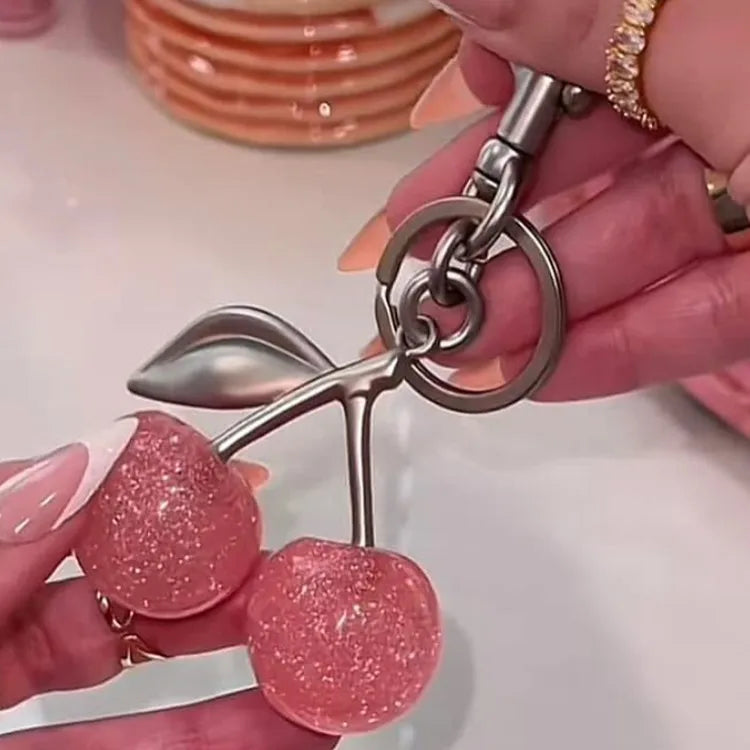 Matte Silver Pink Keychain