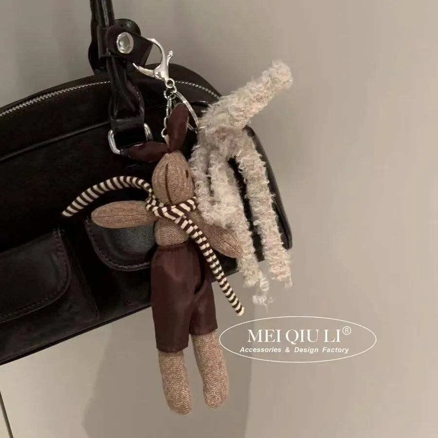 Brown Scarf Rabbit Pattern Bag Package Pendant