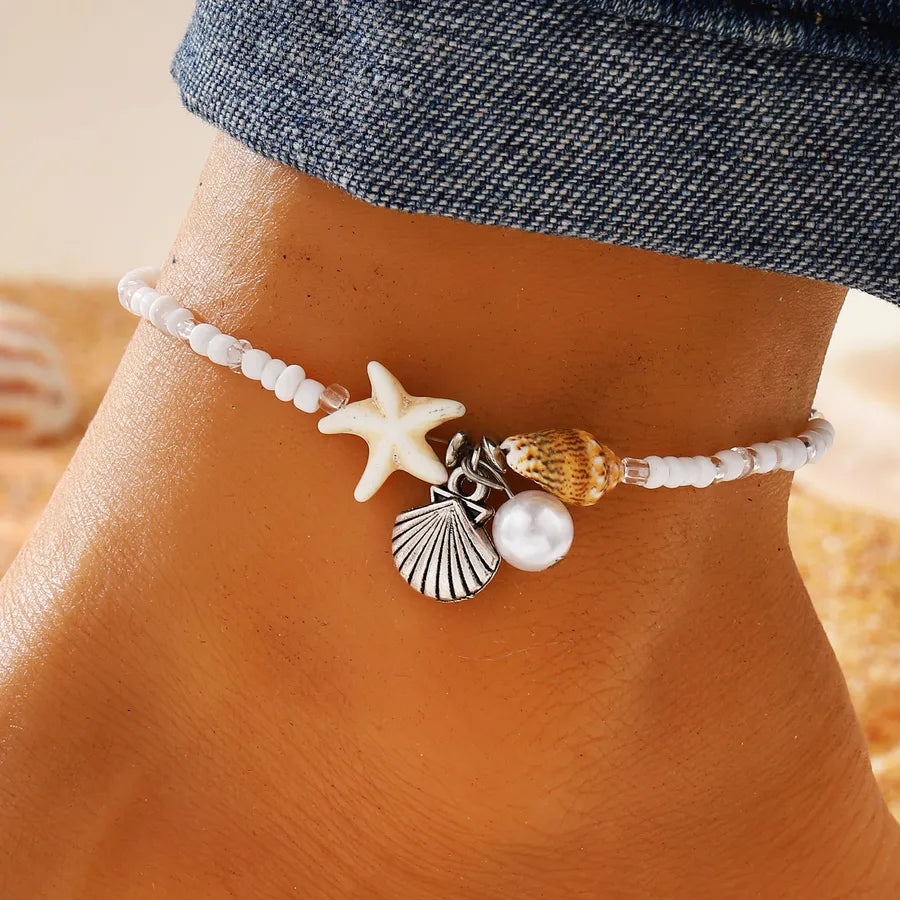STARFISH SHELL PEARL ANKLET