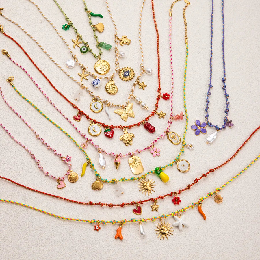 VINTAGE SUMMER MULTI CHARMS NECKLACE