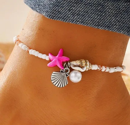 STARFISH SHELL PEARL ANKLET