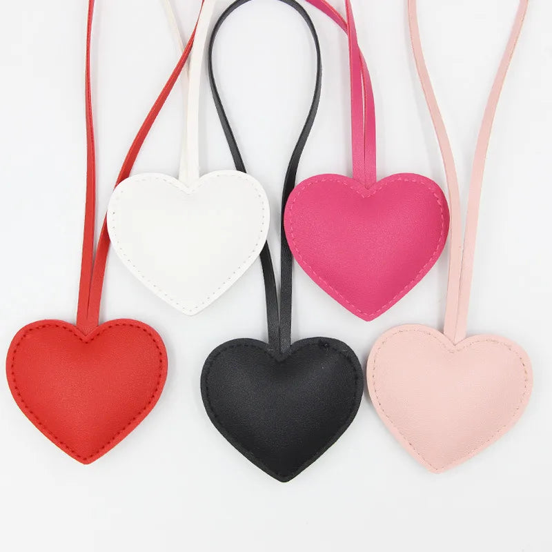 LEATHER HEART BAG CHARMS