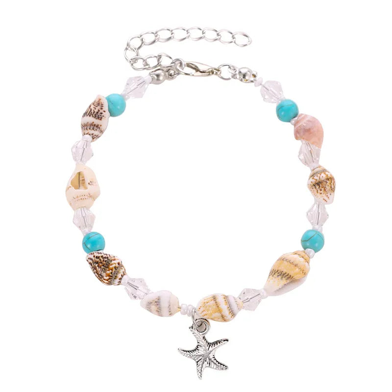 Starfish Silver Anklet