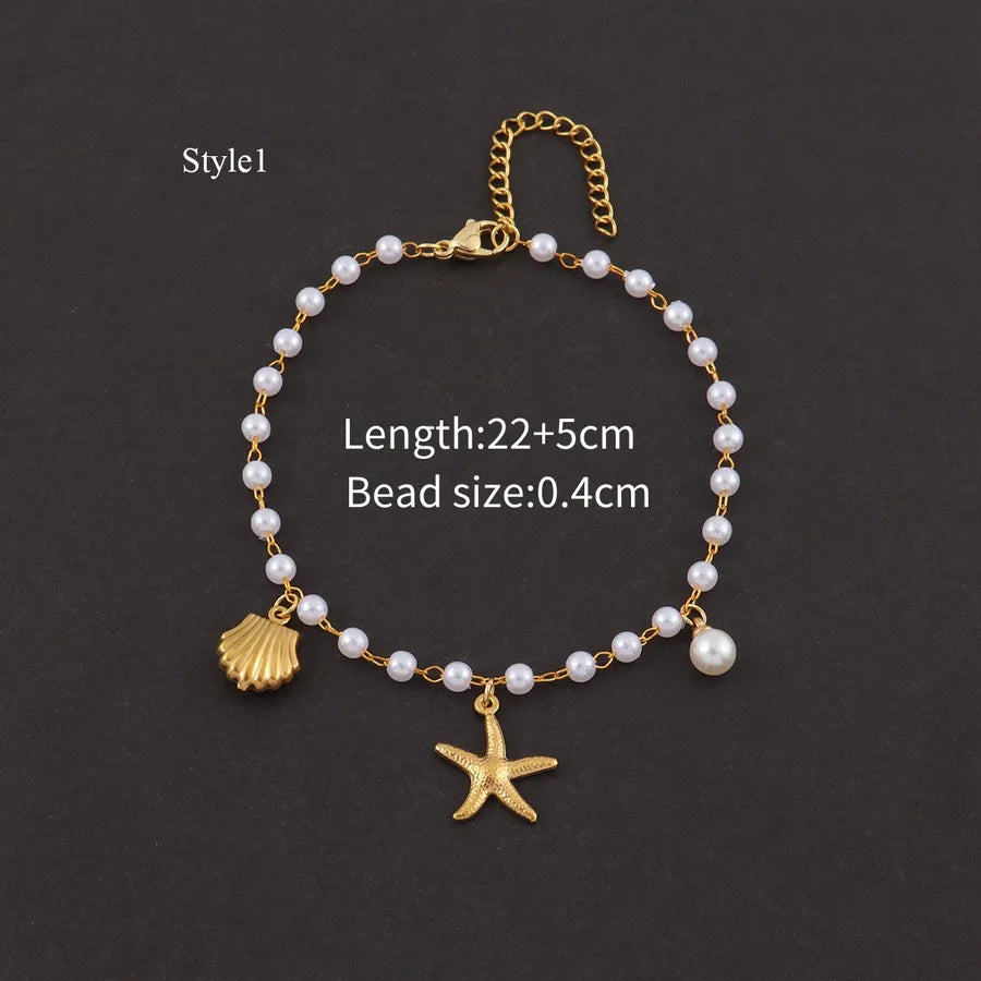 SUMMER BEACH SHELL STARFISH ANKLET